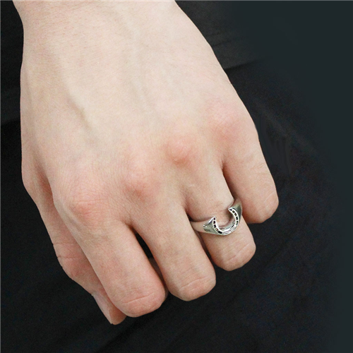 CJE3619 Wholesale Men's Stainless Steel Horseshoe Ring