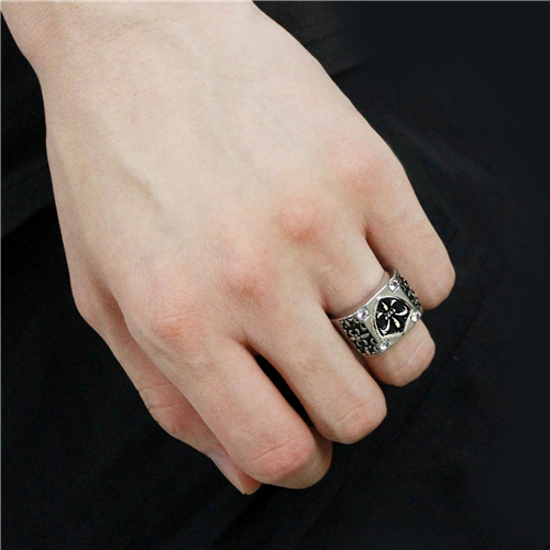 CJE3621 Wholesale Men's Stainless Steel AAA Grade CZ Clear Emblem Ring