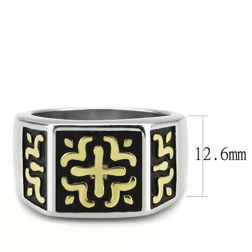 CJE3622 Wholesale Men's Stainless Steel Two-Tone IP Gold Celtic Ring