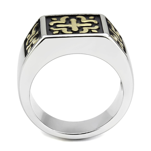 CJE3622 Wholesale Men's Stainless Steel Two-Tone IP Gold Celtic Ring