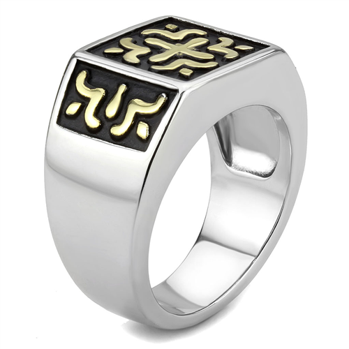 CJE3622 Wholesale Men's Stainless Steel Two-Tone IP Gold Celtic Ring