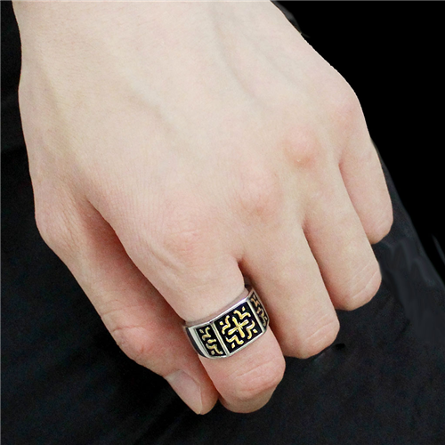 CJE3622 Wholesale Men's Stainless Steel Two-Tone IP Gold Celtic Ring