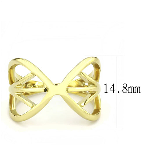 CJE3624 Wholesale Women&#39;s Stainless Steel IP Gold Intertwined Broad Ring