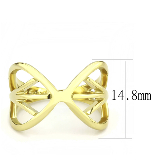 CJE3624 Wholesale Women's Stainless Steel IP Gold Intertwined Broad Ring