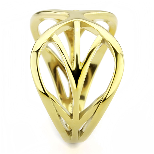 CJE3624 Wholesale Women's Stainless Steel IP Gold Intertwined Broad Ring