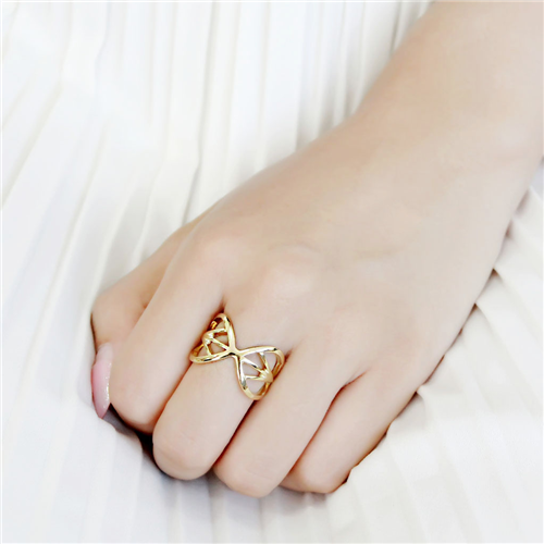 CJE3624 Wholesale Women's Stainless Steel IP Gold Intertwined Broad Ring