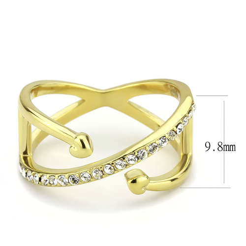 CJE3625 Wholesale Women's Stainless Steel IP Gold Top Grade Crystal Clear Cuff Ring