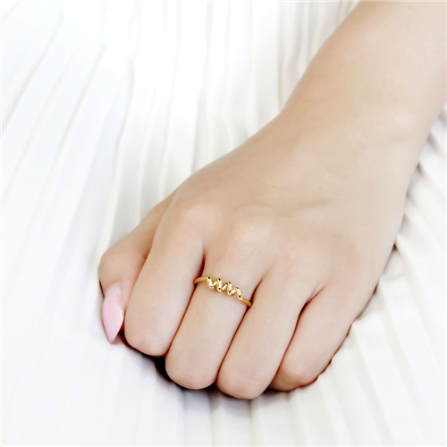 CJE3626 Wholesale Women's Stainless Steel IP Gold Minimal Coil Ring