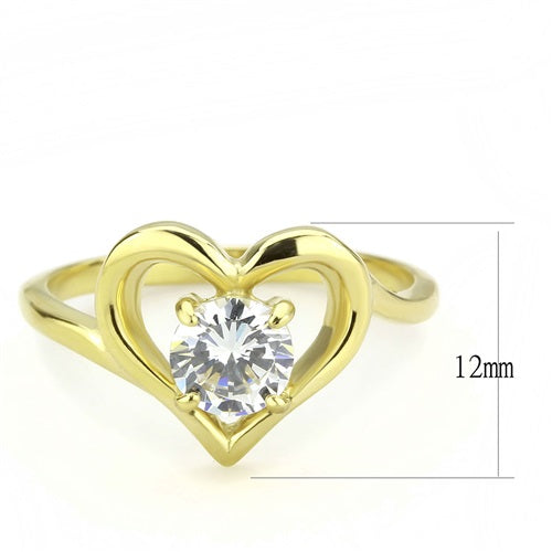 CJE3628 Wholesale Women's Stainless Steel IP Gold AAA Grade CZ Clear Heart Ring