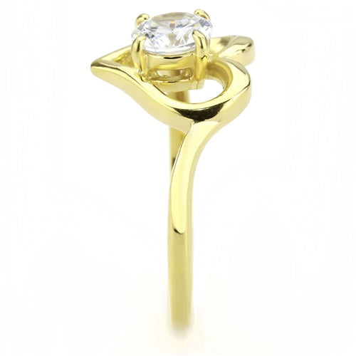 CJE3628 Wholesale Women's Stainless Steel IP Gold AAA Grade CZ Clear Heart Ring