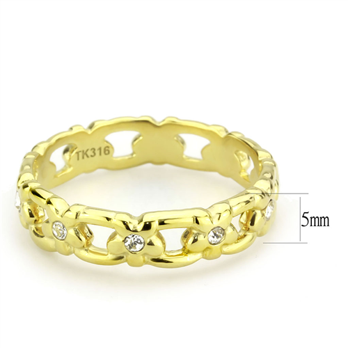 CJE3629 Wholesale Women's Stainless Steel IP Gold Top Grade Crystal Clear Infinite Daisy Ring