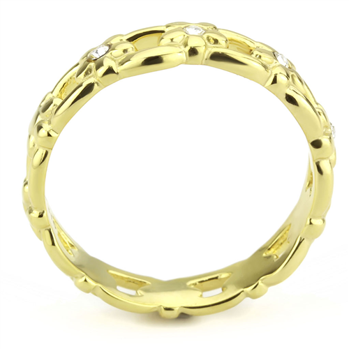 CJE3629 Wholesale Women's Stainless Steel IP Gold Top Grade Crystal Clear Infinite Daisy Ring