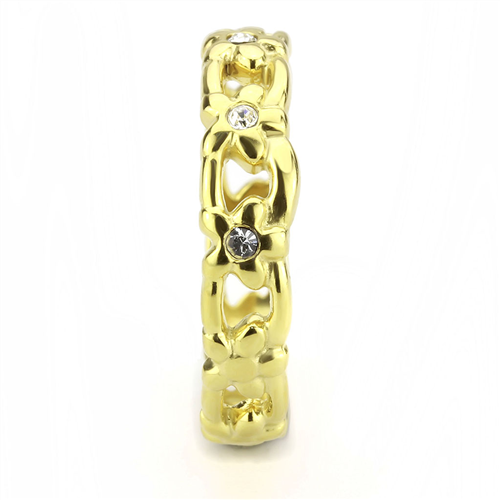 CJE3629 Wholesale Women's Stainless Steel IP Gold Top Grade Crystal Clear Infinite Daisy Ring