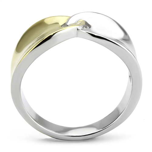 CJE3630 Wholesale Women's Stainless Steel Two-Tone IP Gold Linked Ring