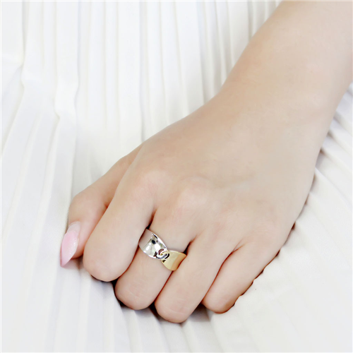 CJE3630 Wholesale Women's Stainless Steel Two-Tone IP Gold Linked Ring