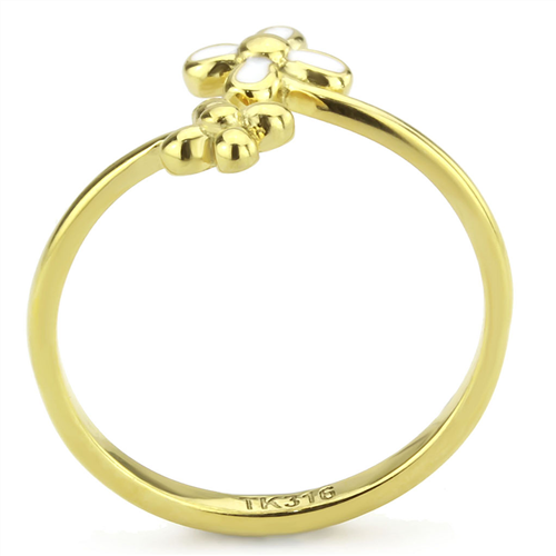 CJE3631 Wholesale Women's Stainless Steel IP Gold Minimal Daisy Ring