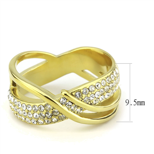 CJE3632 Wholesale Women's Stainless Steel IP Gold Top Grade Crystal Clear Ring