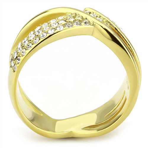 CJE3632 Wholesale Women's Stainless Steel IP Gold Top Grade Crystal Clear Ring