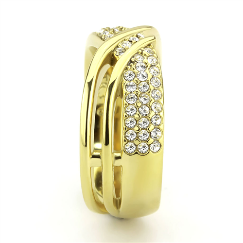 CJE3632 Wholesale Women's Stainless Steel IP Gold Top Grade Crystal Clear Ring