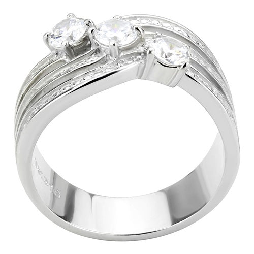 CJE3633 Wholesale Women's Stainless Steel AAA Grade CZ Clear Three Stone Ring