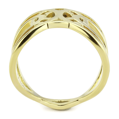 CJE3639 Wholesale Women's Stainless Steel IP Gold Geometric Broad Ring