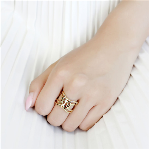 CJE3639 Wholesale Women's Stainless Steel IP Gold Geometric Broad Ring