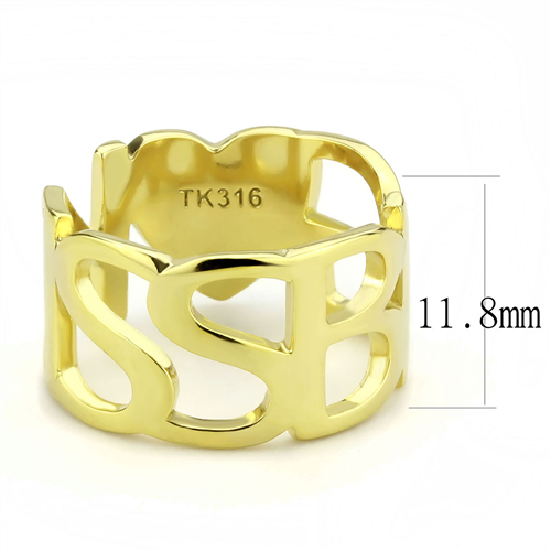 CJE3640 Wholesale Women's Stainless Steel IP Gold Broad KISS BIG Ring
