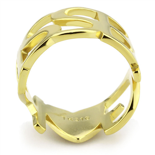 CJE3640 Wholesale Women's Stainless Steel IP Gold Broad KISS BIG Ring