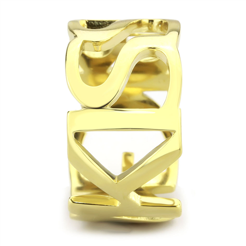 CJE3640 Wholesale Women's Stainless Steel IP Gold Broad KISS BIG Ring
