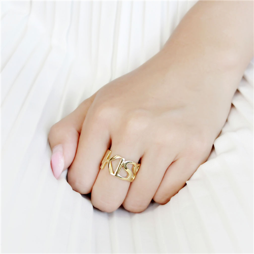 CJE3640 Wholesale Women's Stainless Steel IP Gold Broad KISS BIG Ring