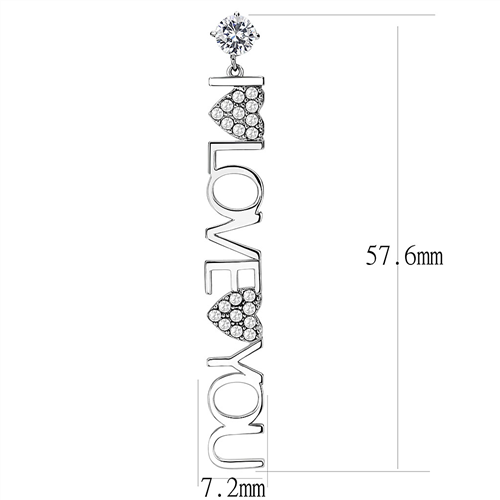 CJ3665 Wholesale Women's Stainless Steel AAA Grade CZ Clear I LOVE YOU Earrings