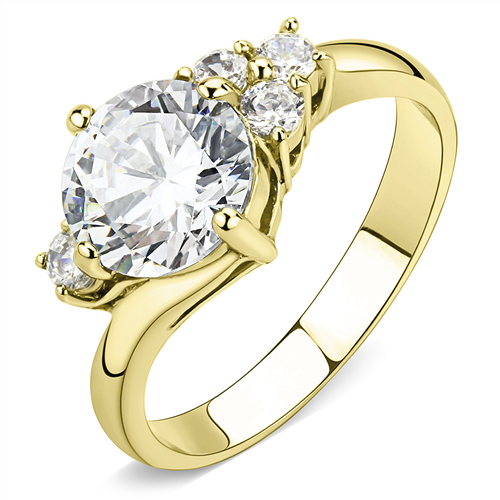CJE3670 Wholesale Women's Stainless Steel IP Gold AAA Grade CZ Clear Five Stone Ring