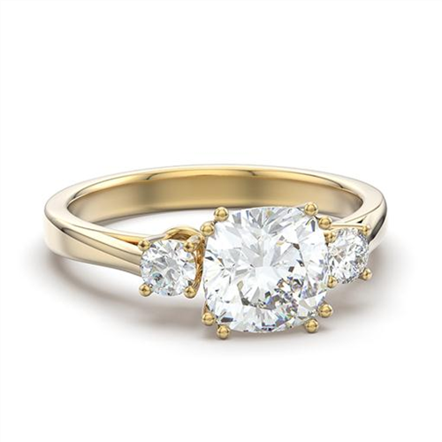 CJE3674 Wholesale Women's Stainless Steel IP Gold AAA Grade CZ Clear Three Stone Ring