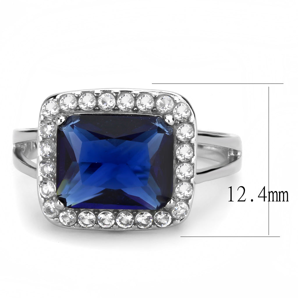 CJ3696 Wholesale Women&#39;s Stainless Steel High polished Synthetic Montana Royal Blue Ring