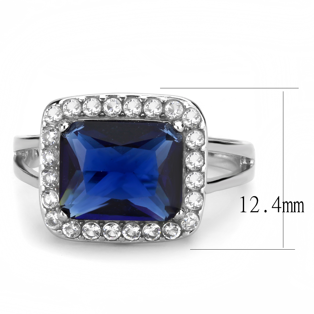 CJ3696 Wholesale Women's Stainless Steel High polished Synthetic Montana Royal Blue Ring