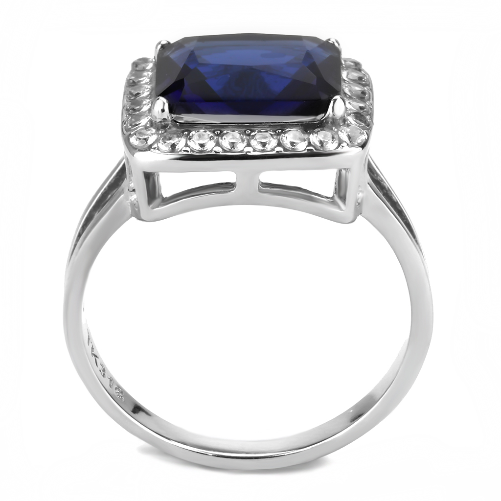 CJ3696 Wholesale Women's Stainless Steel High polished Synthetic Montana Royal Blue Ring