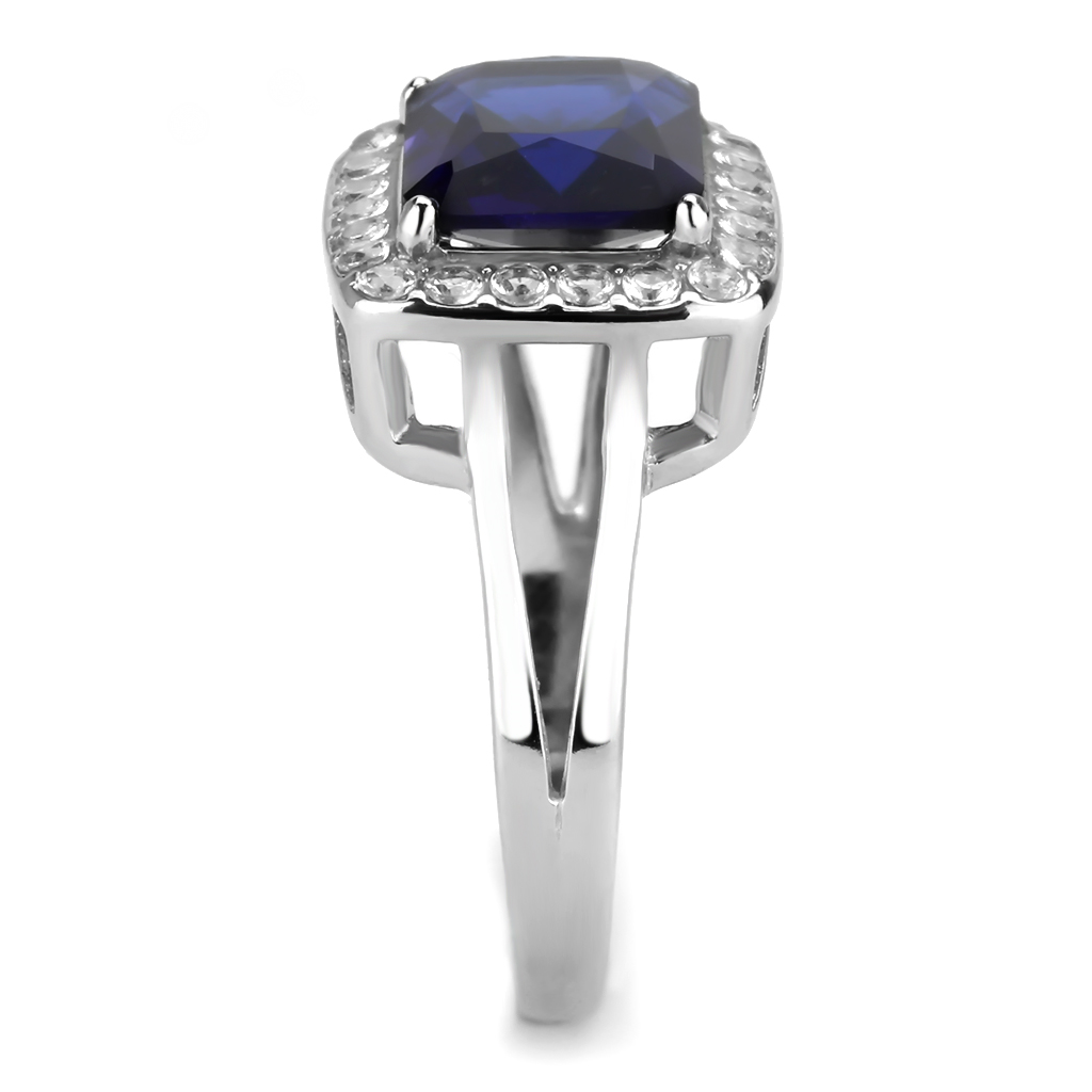 CJ3696 Wholesale Women's Stainless Steel High polished Synthetic Montana Royal Blue Ring