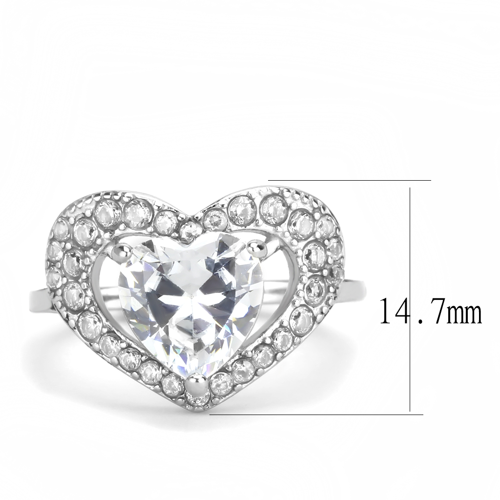 CJ3698 Wholesale Women's Stainless Steel High polished AAA Grade CZ Clear Minimal Heart Shape Ring