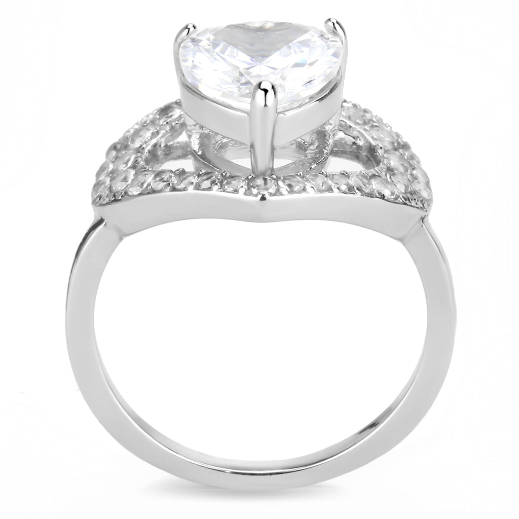 CJ3698 Wholesale Women&#39;s Stainless Steel High polished AAA Grade CZ Clear Minimal Heart Shape Ring