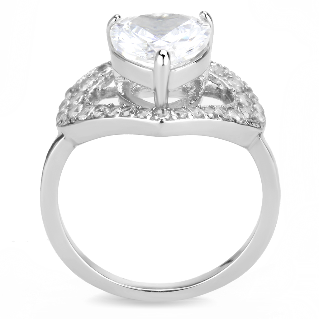 CJ3698 Wholesale Women's Stainless Steel High polished AAA Grade CZ Clear Minimal Heart Shape Ring