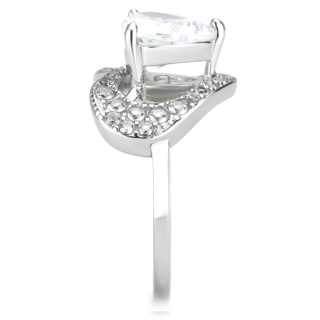 CJ3698 Wholesale Women's Stainless Steel High polished AAA Grade CZ Clear Minimal Heart Shape Ring