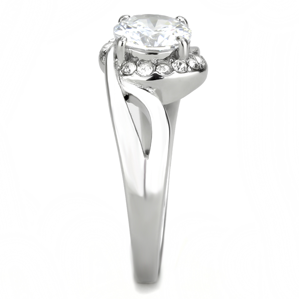 CJ3701 Wholesale Women's Stainless Steel High polished AAA Grade CZ Clear Intertwined Solitaire Minimal Ring