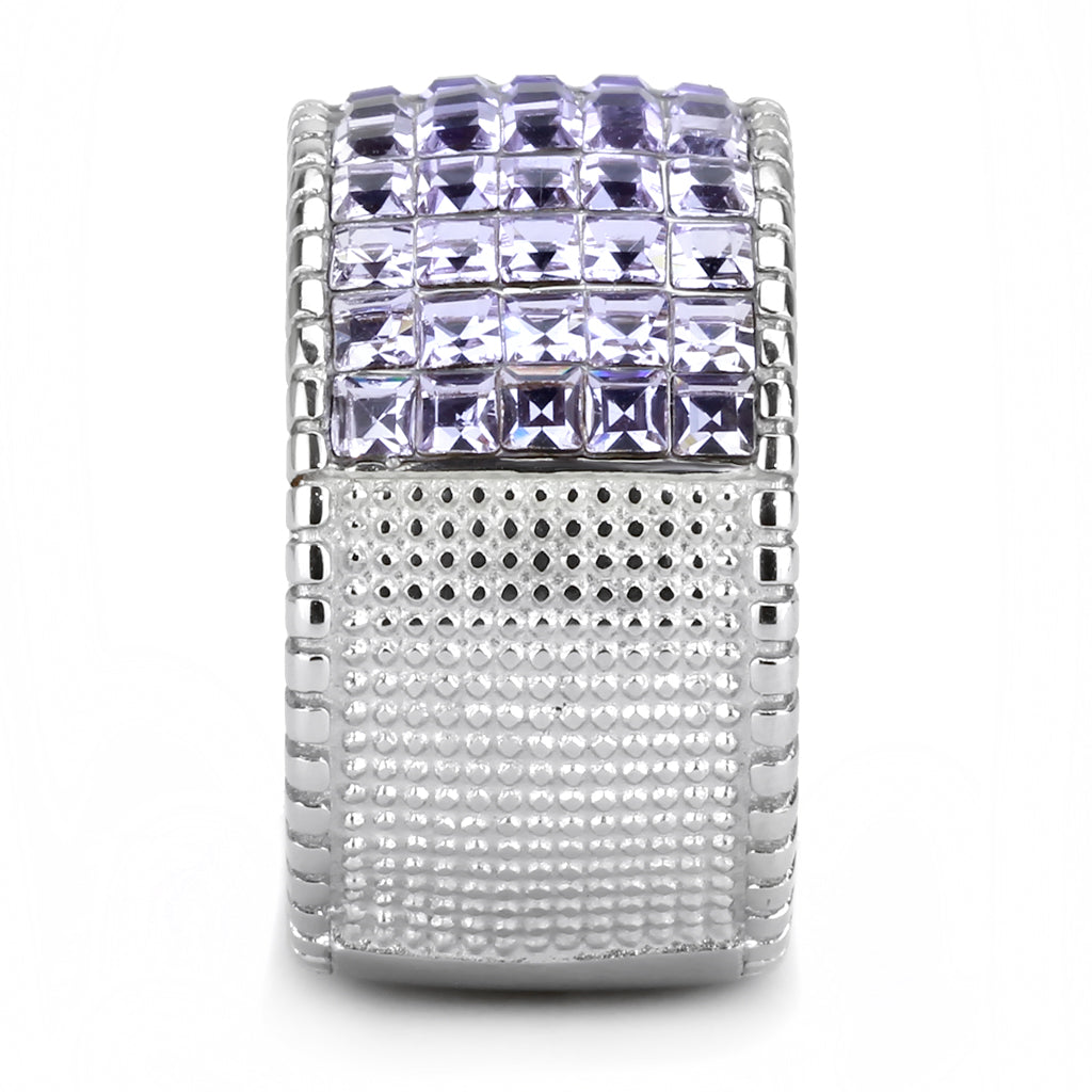 CJ3703 Wholesale Women's Stainless Steel High polished Top Grade Crystal Multi Color Purple Ombre Band