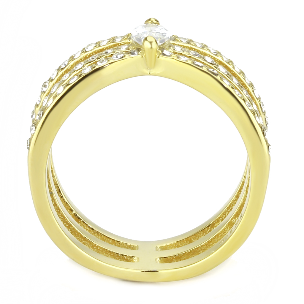 CJ3705 Wholesale Women's Stainless Steel IP Gold AAA Grade CZ Clear Wrap Ring