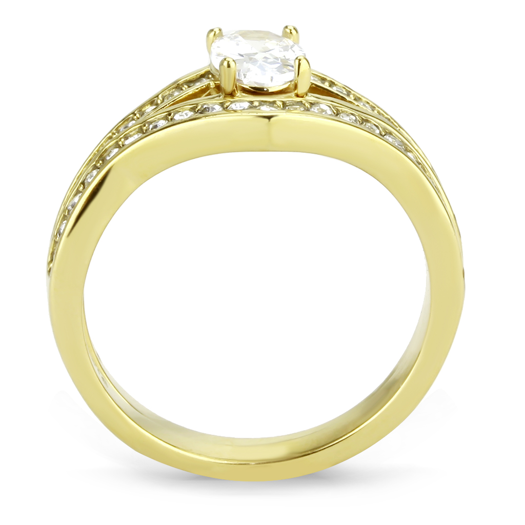CJ3706 Wholesale Women's Stainless Steel IP Gold AAA Grade CZ Clear Stackable Ring Set