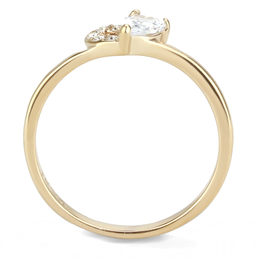 CJ3713 Wholesale Women's Stainless Steel IP Rose Gold AAA Grade CZ Clear Heart Minimal Ring