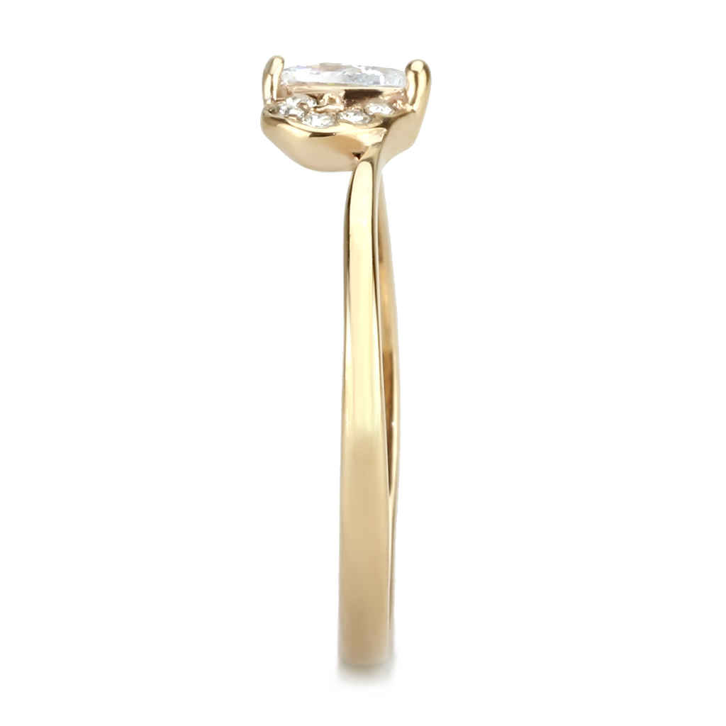 CJ3713 Wholesale Women's Stainless Steel IP Rose Gold AAA Grade CZ Clear Heart Minimal Ring
