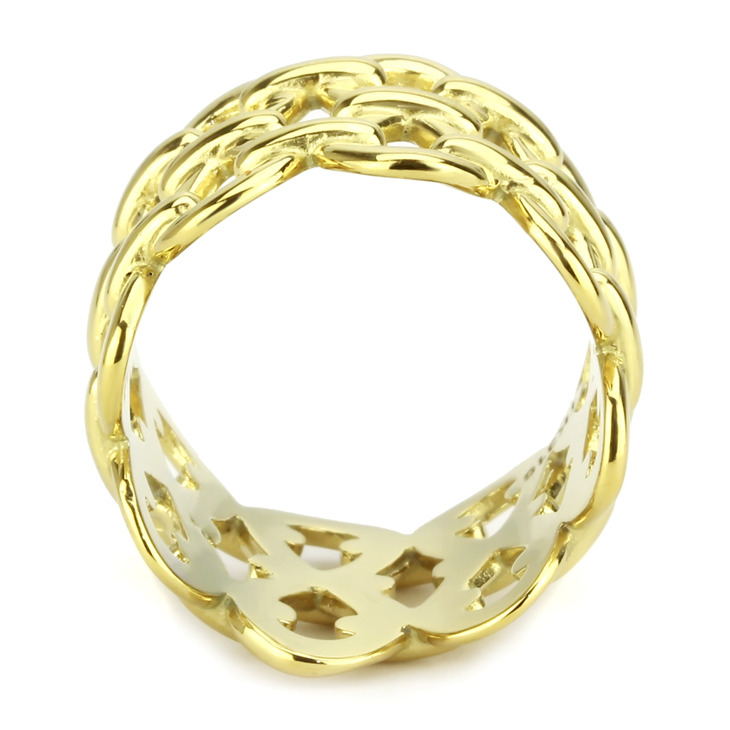 CJ3716 Wholesale Women's Stainless Steel IP Gold Infinite Chained Broad Ring
