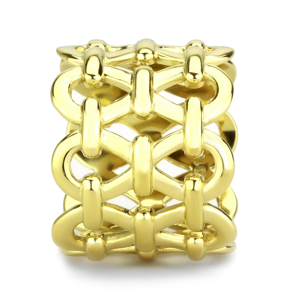 CJ3716 Wholesale Women's Stainless Steel IP Gold Infinite Chained Broad Ring