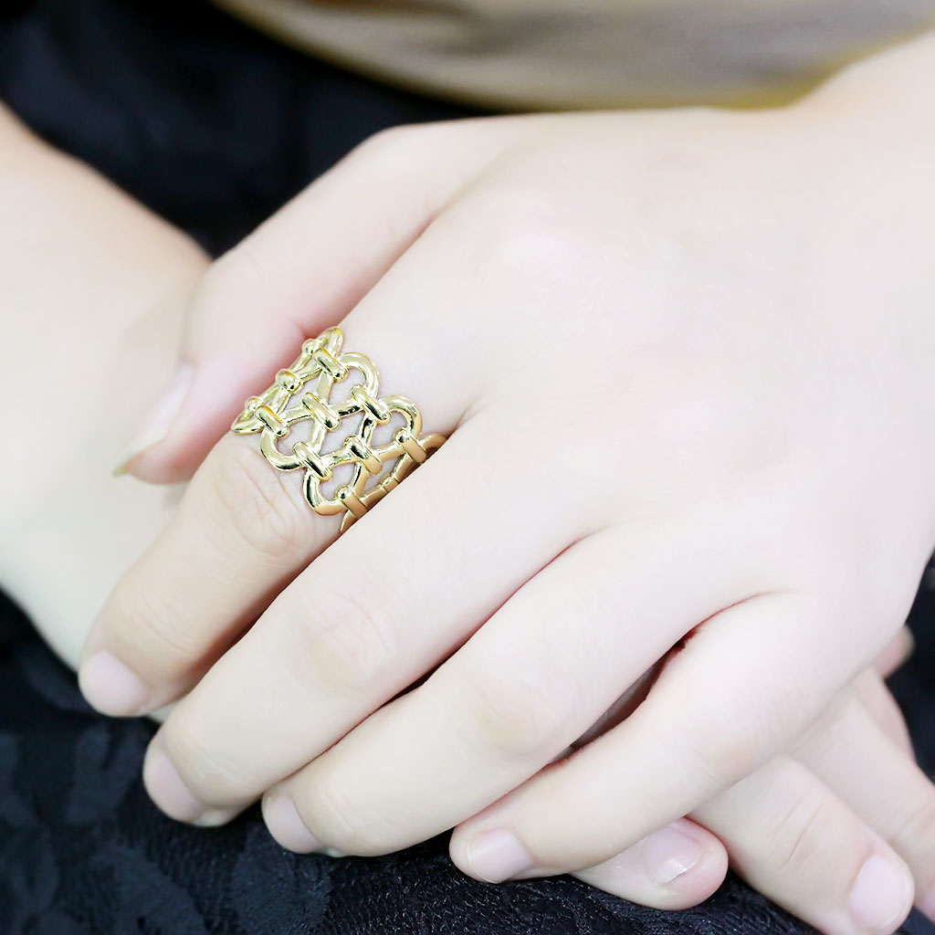 CJ3716 Wholesale Women's Stainless Steel IP Gold Infinite Chained Broad Ring